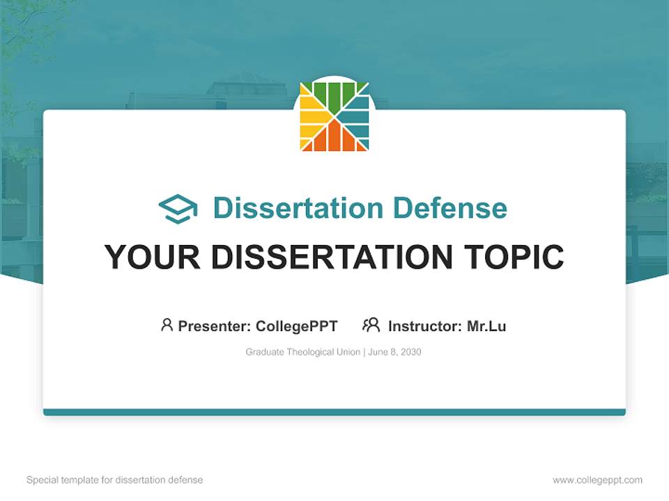 Graduate Theological Union Graduation Thesis Defense PPT Template4:3 ratio PPT effect preview image7