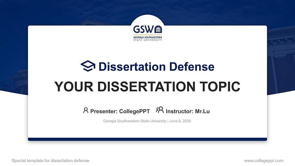 Georgia Southwestern State University Graduation Thesis Defense PPT Template16:9 ratio PPT effect preview image