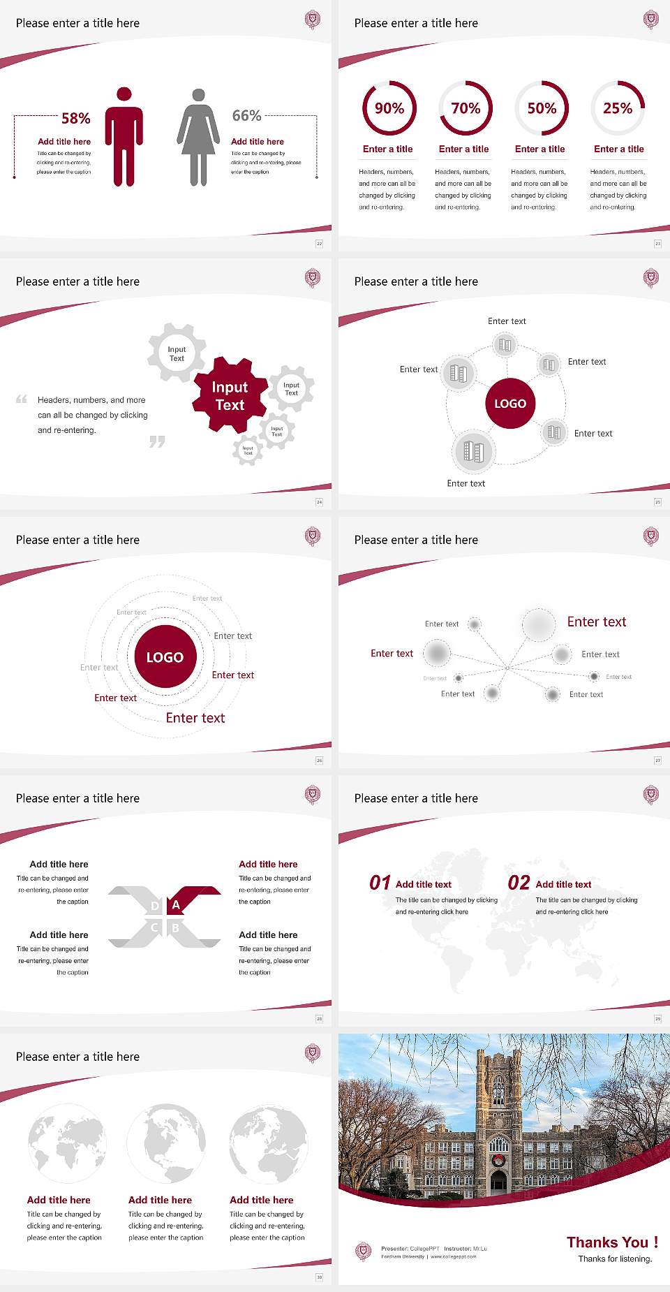 Fordham University Course/Courseware Creation PPT Template4:3 ratio PPT effect preview image4