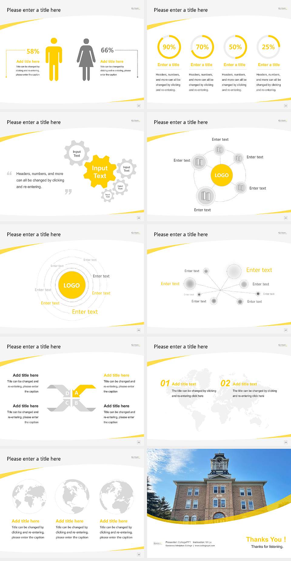 Gustavus Adolphus College Course/Courseware Creation PPT Template4:3 ratio PPT effect preview image4