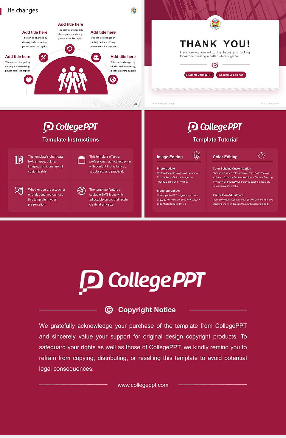 Hampden-Sydney College National Scholarship Defense PPT Template4:3 ratio PPT effect preview image4