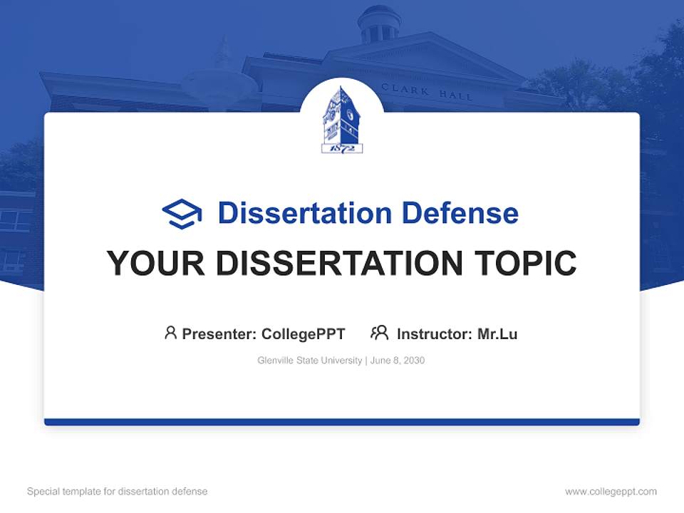 Glenville State University Graduation Thesis Defense PPT Template4:3 ratio PPT effect preview image7