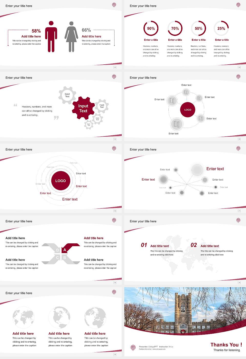 Fordham University Course/Courseware Creation PPT Template16:9 ratio PPT effect preview image4