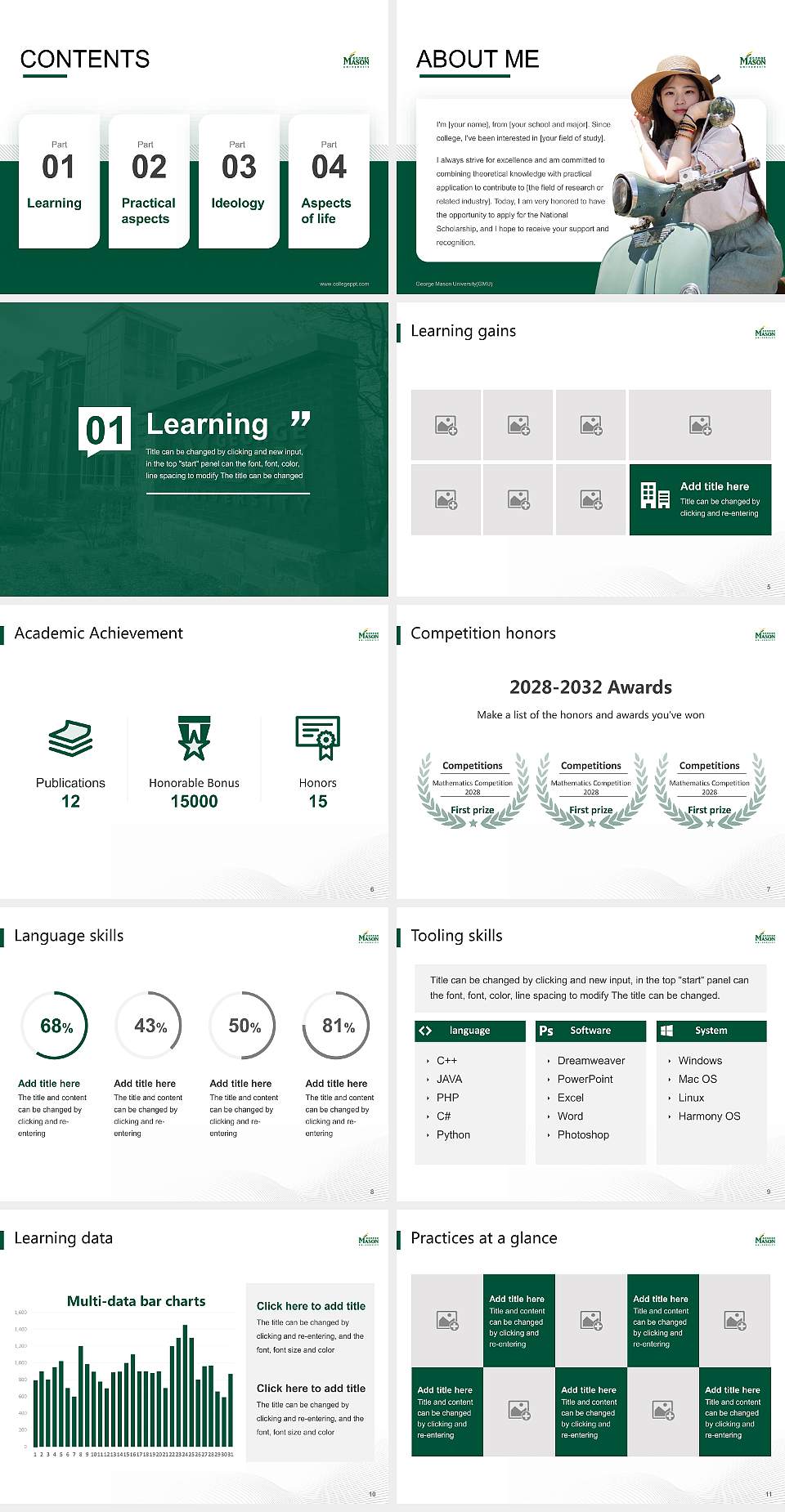 George Mason University(GMU) National Scholarship Defense PPT Template4:3 ratio PPT effect preview image2