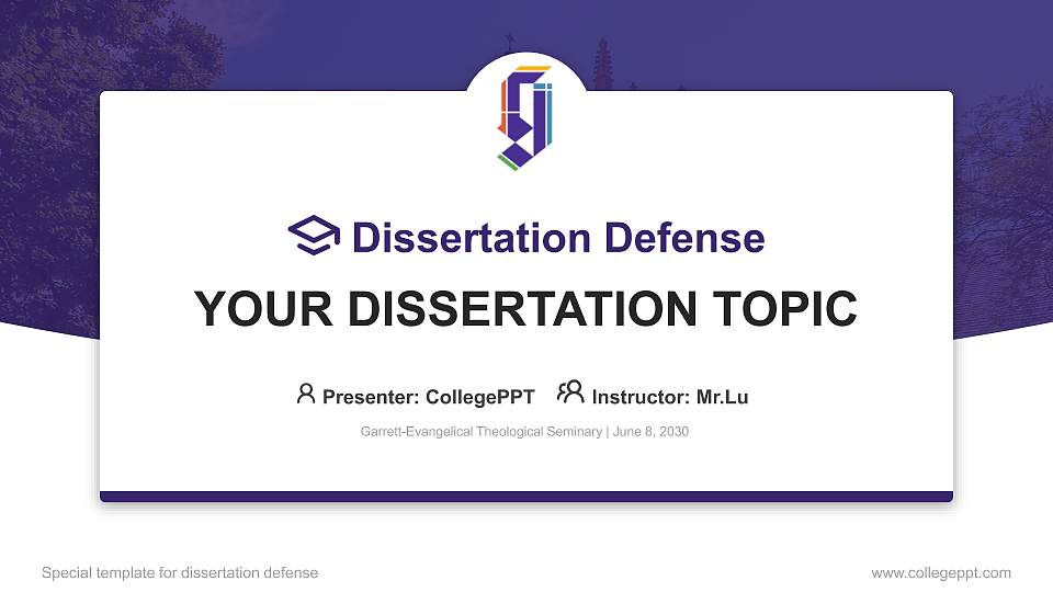 Garrett-Evangelical Theological Seminary Graduation Thesis Defense PPT Template16:9 ratio PPT effect preview image