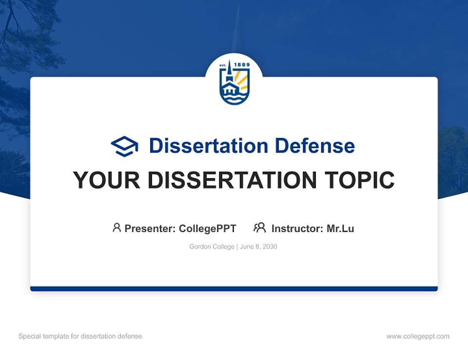 Gordon College Graduation Thesis Defense PPT Template4:3 ratio PPT effect preview image7