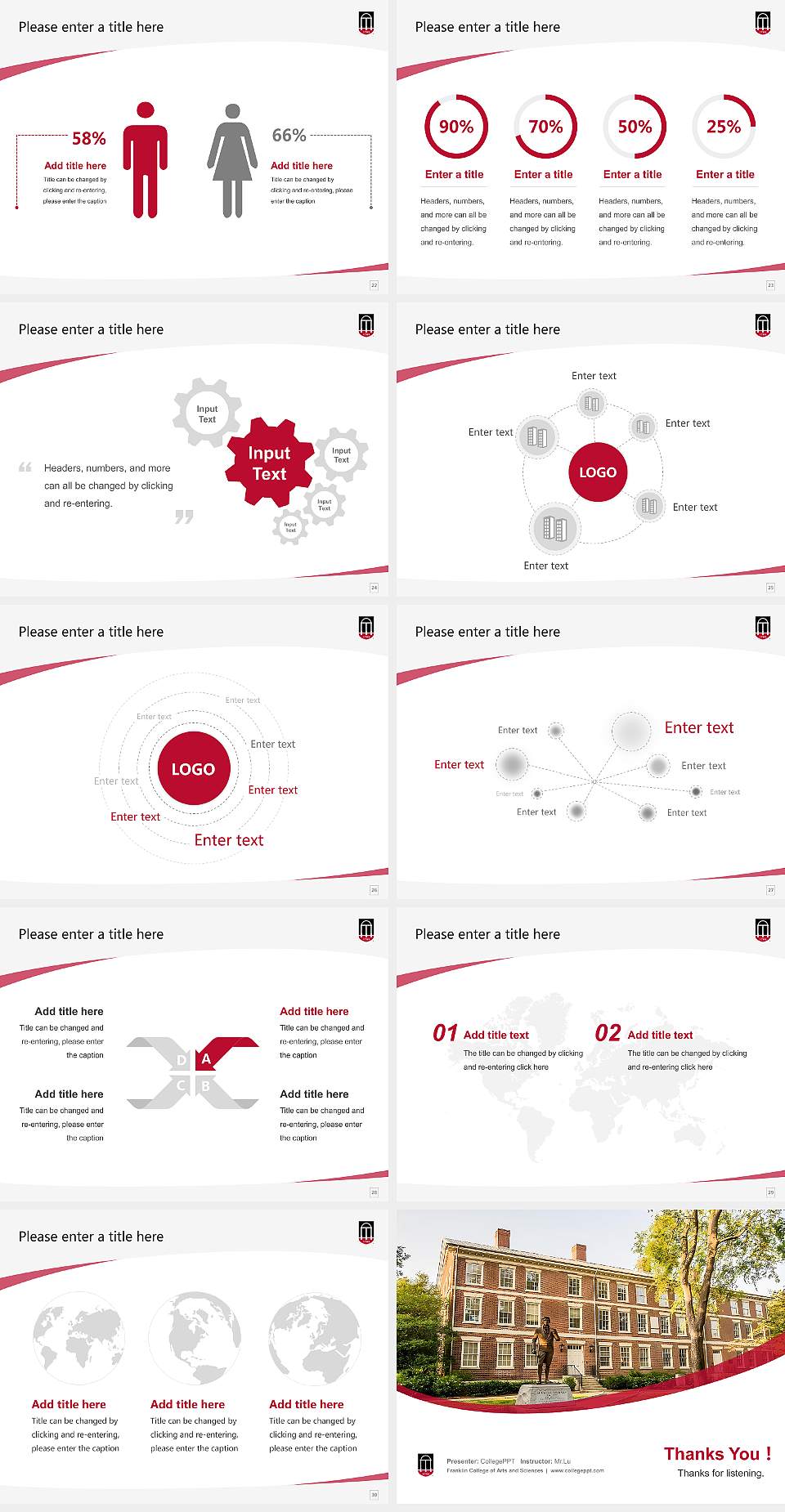 Franklin College of Arts and Sciences Course/Courseware Creation PPT Template4:3 ratio PPT effect preview image4