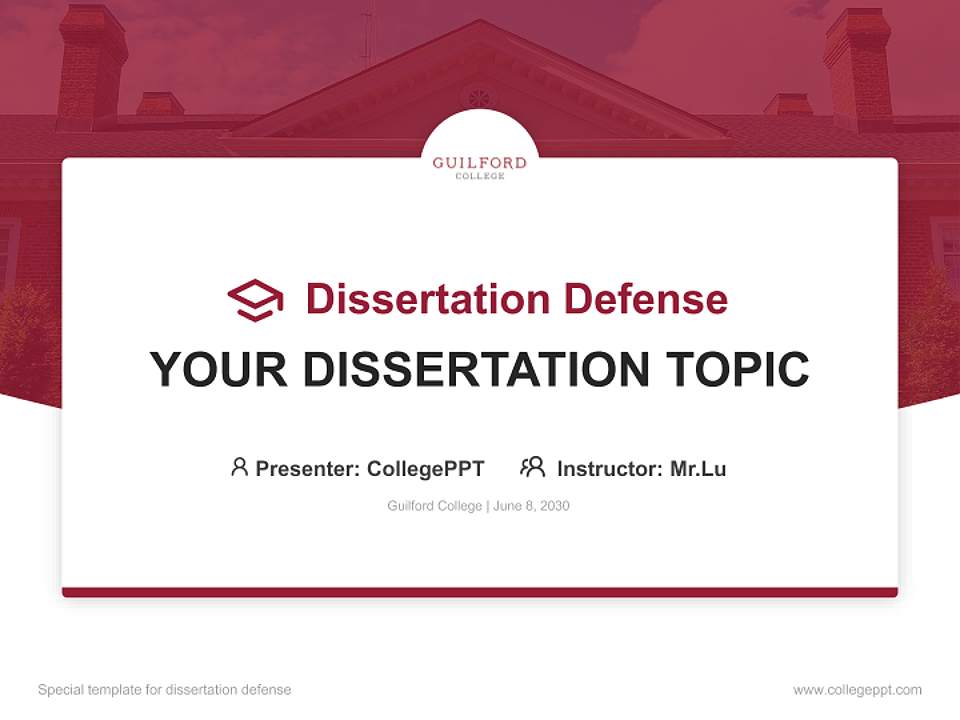 Guilford College Graduation Thesis Defense PPT Template4:3 ratio PPT effect preview image7
