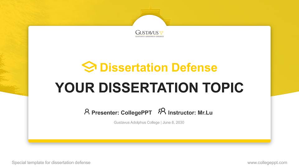 Gustavus Adolphus College Graduation Thesis Defense PPT Template16:9 ratio PPT effect preview image