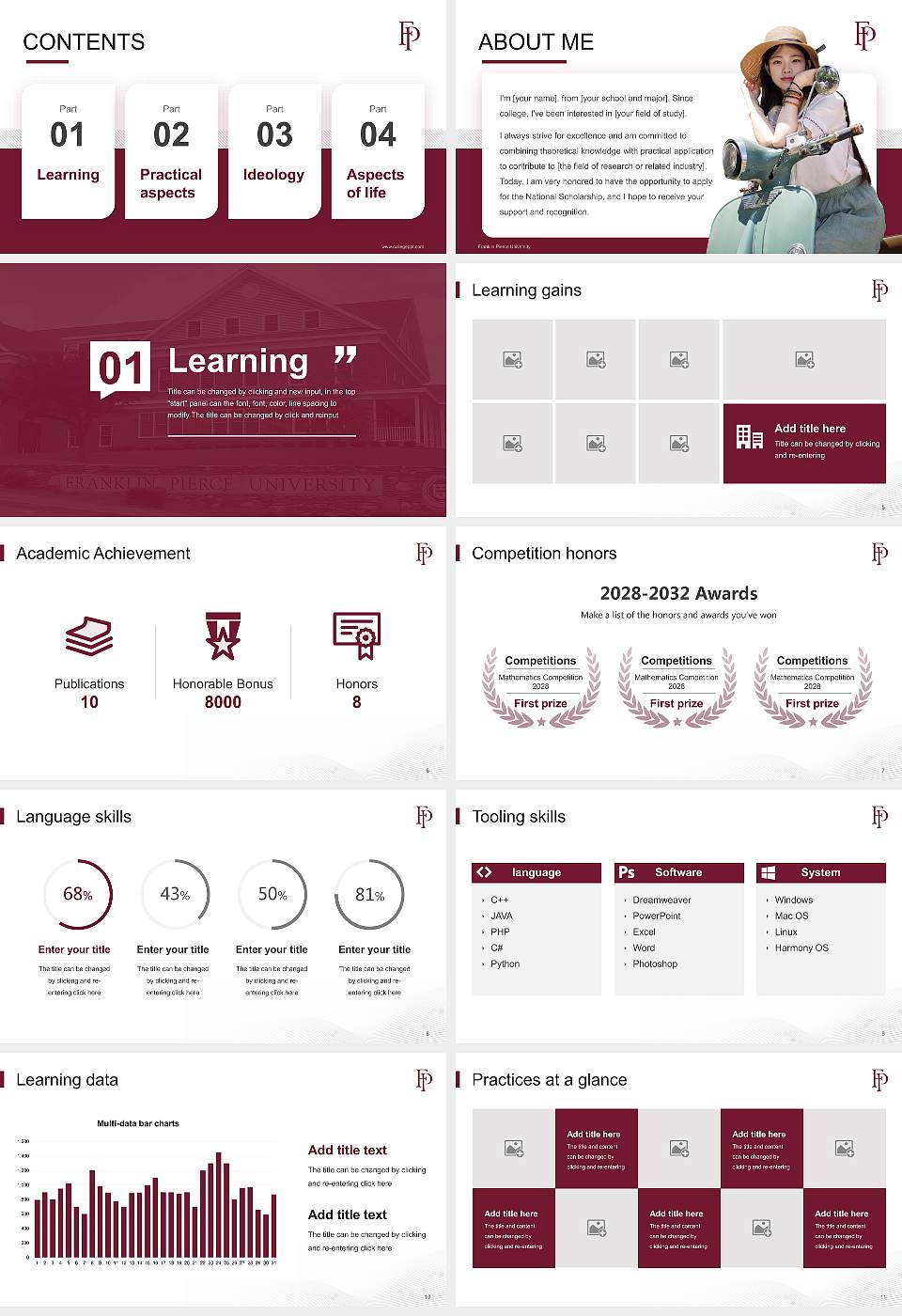 Franklin Pierce University National Scholarship Defense PPT Template16:9 ratio PPT effect preview image2