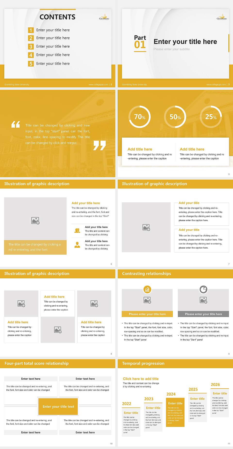Grambling State University Thesis Proposal/Graduation Defense PPT Template4:3 ratio PPT effect preview image2