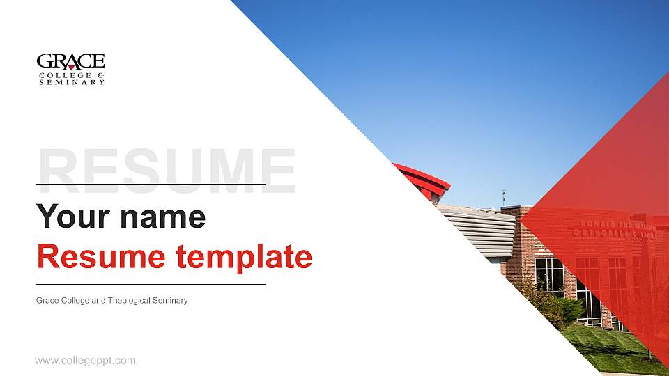 Grace College and Theological Seminary Resume PPT Template16:9 ratio PPT effect preview image