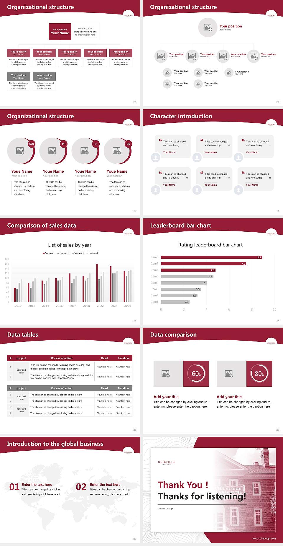 Guilford College Academic Presentation/Research Findings Report PPT Template4:3 ratio PPT effect preview image4