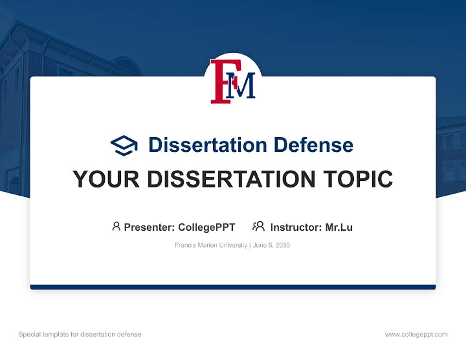 Francis Marion University Graduation Thesis Defense PPT Template4:3 ratio PPT effect preview image7