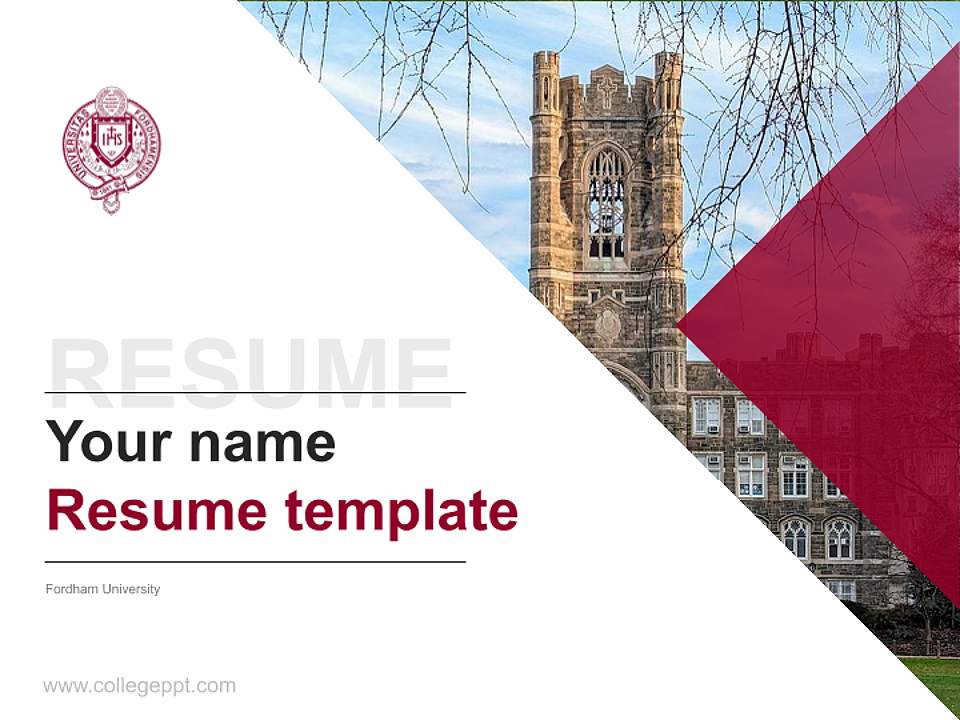Fordham University Resume PPT Template4:3 ratio PPT effect preview image5