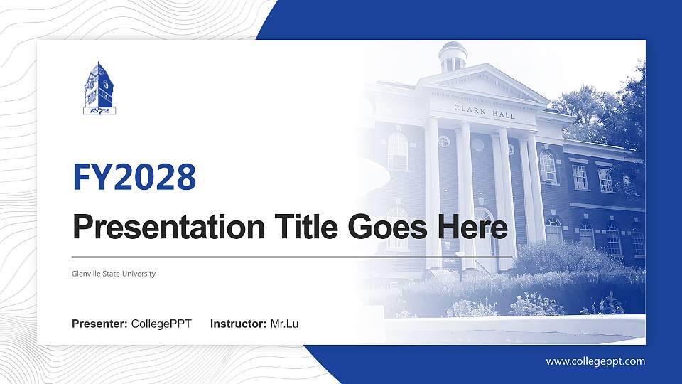 Glenville State University Academic Presentation/Research Findings Report PPT Template16:9 ratio PPT effect preview image