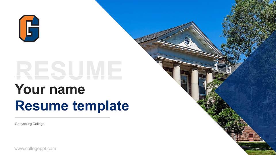 Gettysburg College Resume PPT Template16:9 ratio PPT effect preview image
