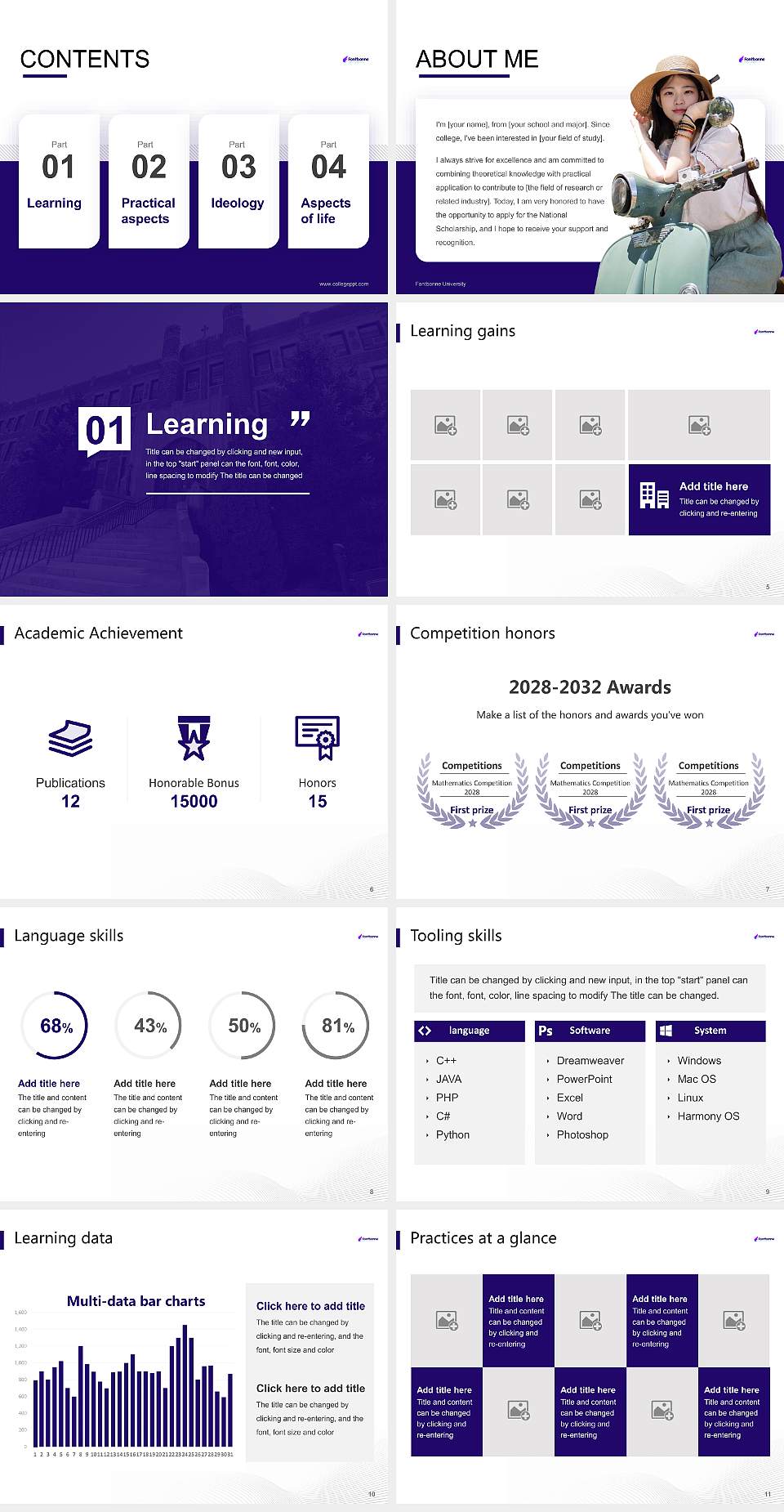Fontbonne University National Scholarship Defense PPT Template4:3 ratio PPT effect preview image2