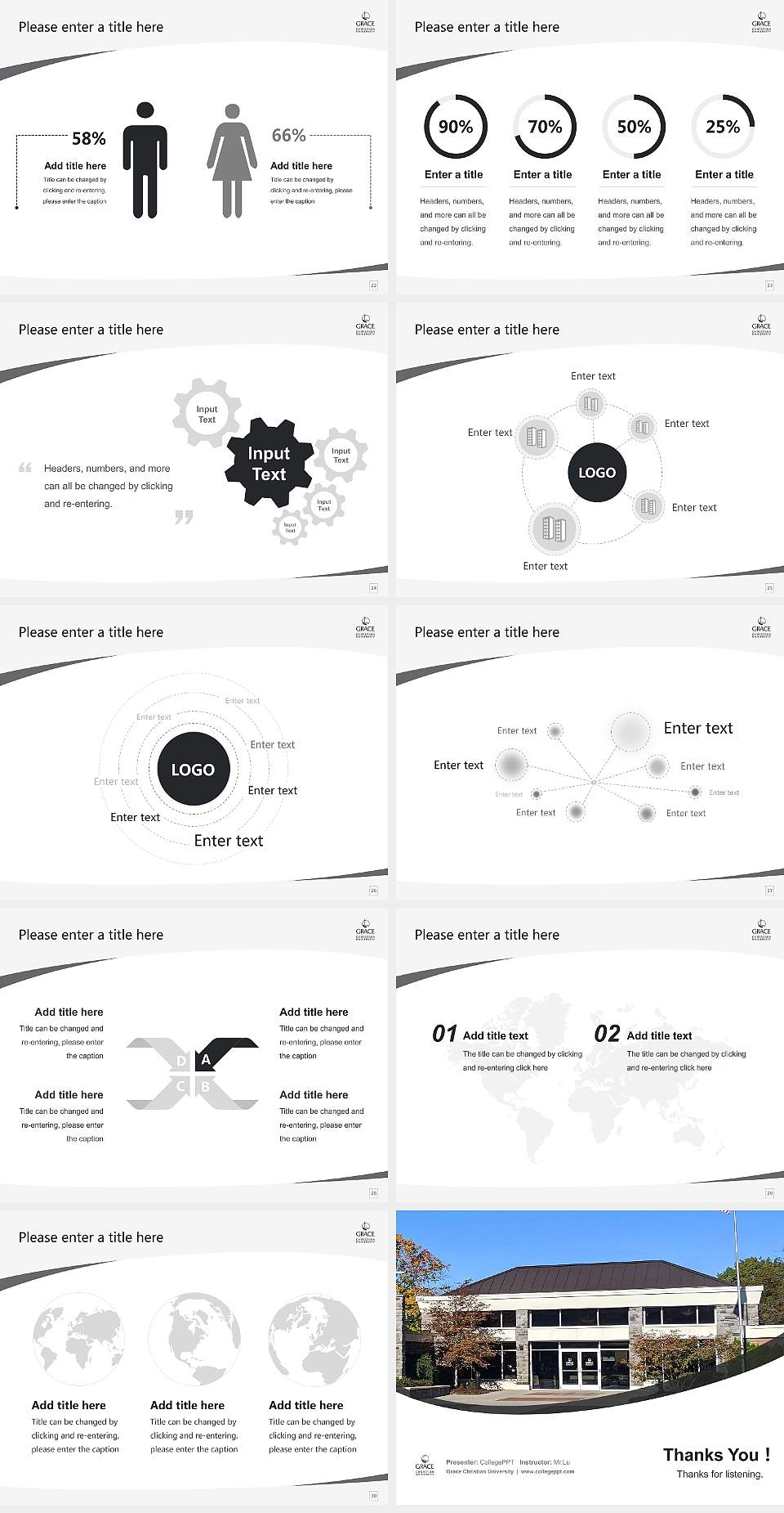 Grace Christian University Course/Courseware Creation PPT Template4:3 ratio PPT effect preview image4