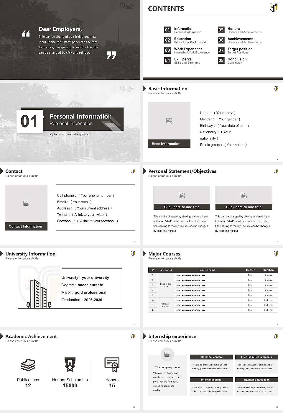 Geneva College Resume PPT Template16:9 ratio PPT effect preview image2