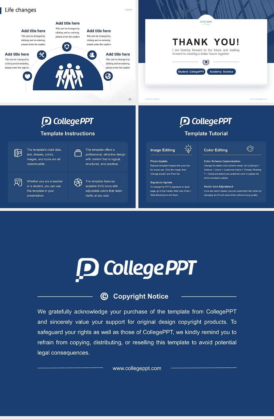 Goucher College National Scholarship Defense PPT Template4:3 ratio PPT effect preview image4