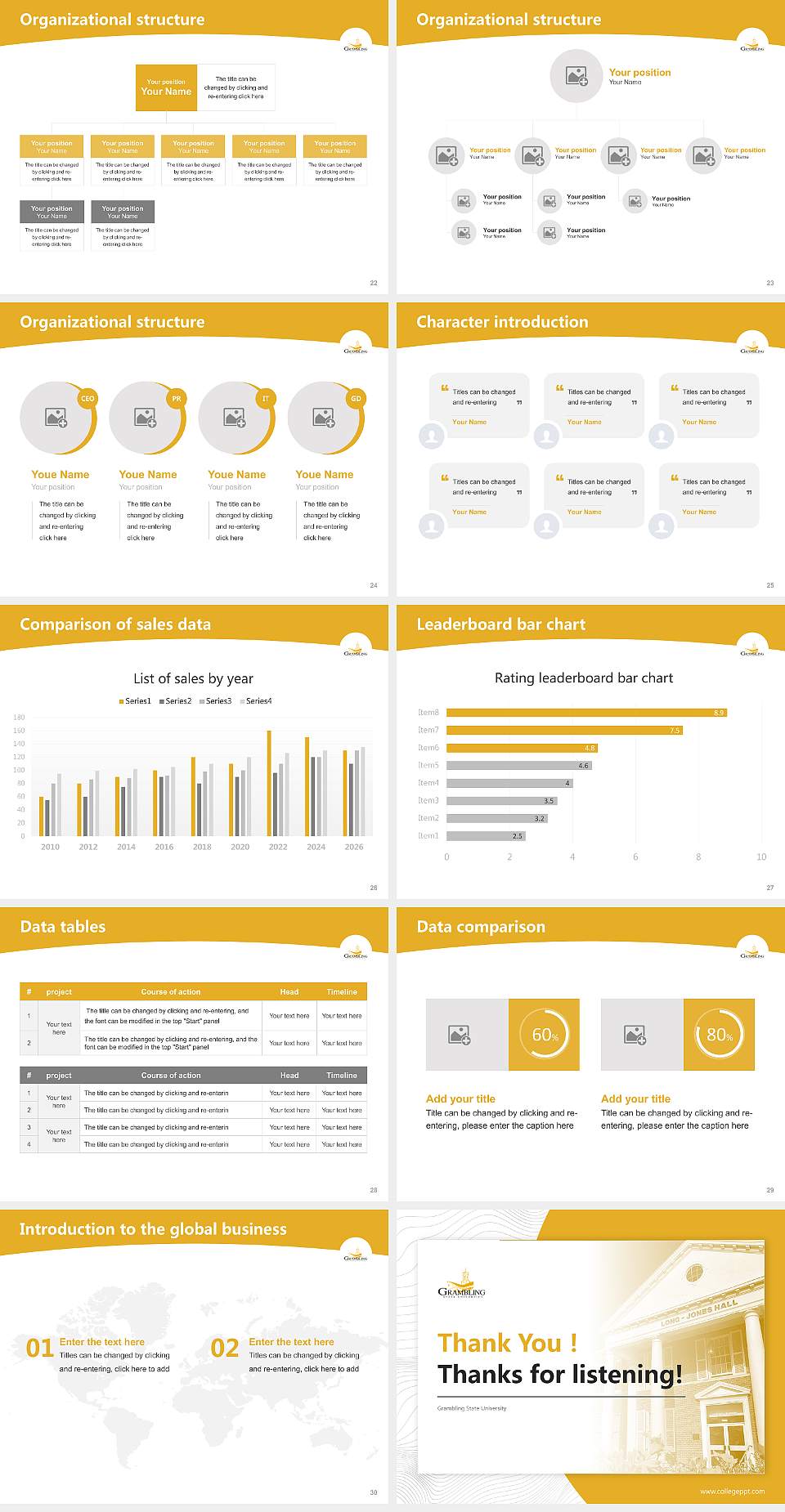 Grambling State University Academic Presentation/Research Findings Report PPT Template4:3 ratio PPT effect preview image4