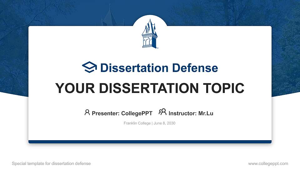 Franklin College Graduation Thesis Defense PPT Template16:9 ratio PPT effect preview image
