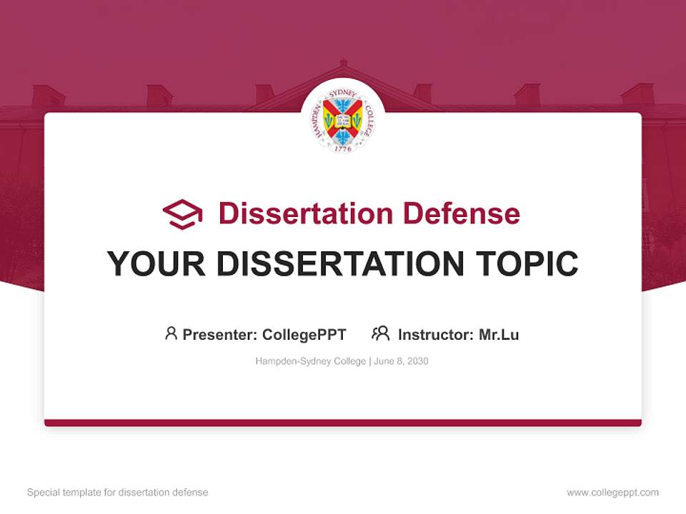 Hampden-Sydney College Graduation Thesis Defense PPT Template4:3 ratio PPT effect preview image7