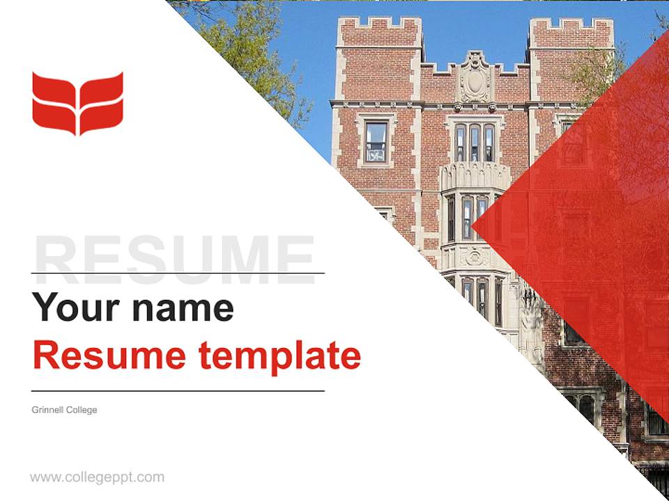 Grinnell College Resume PPT Template4:3 ratio PPT effect preview image5
