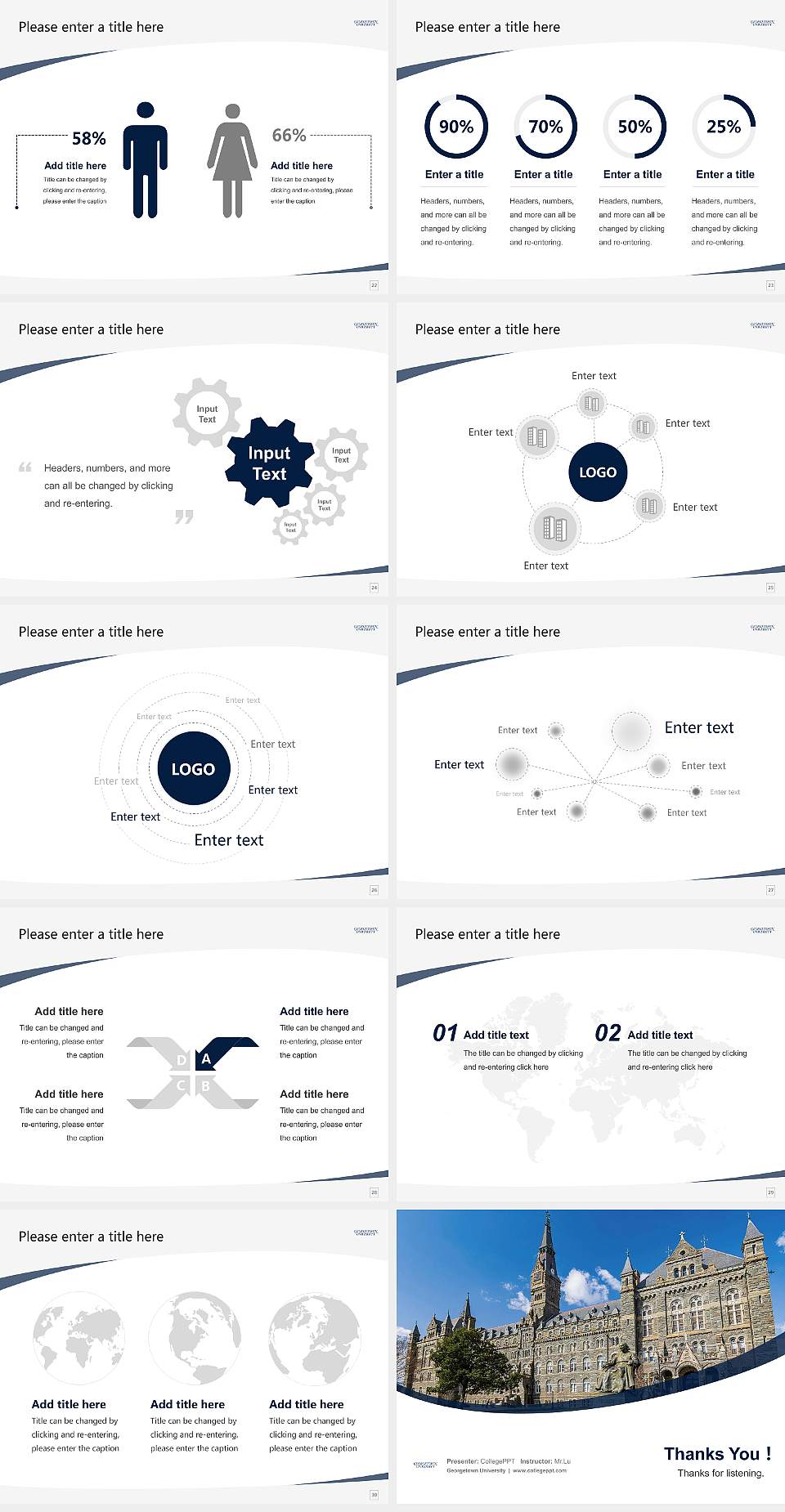 Georgetown University Course/Courseware Creation PPT Template4:3 ratio PPT effect preview image4