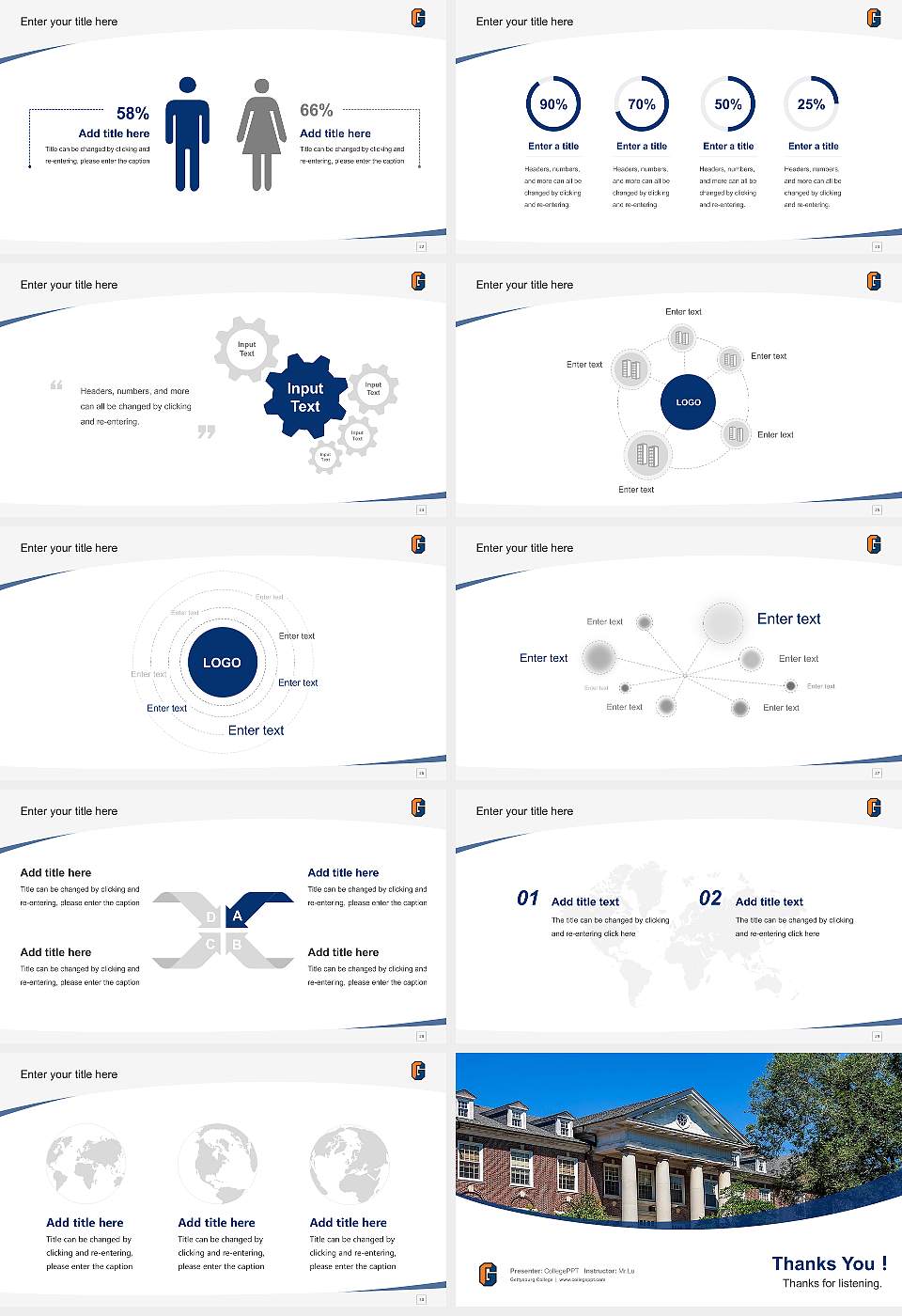 Gettysburg College Course/Courseware Creation PPT Template16:9 ratio PPT effect preview image4