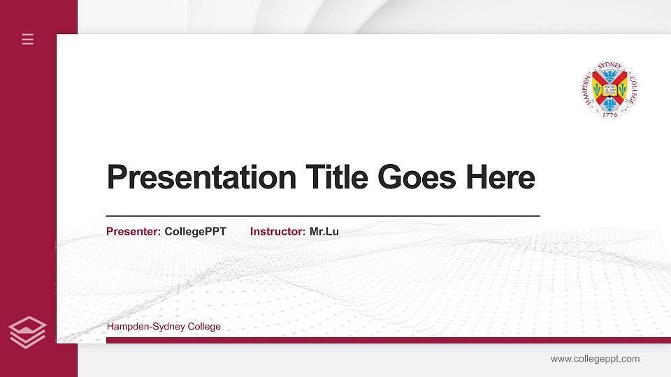 Hampden-Sydney College Thesis Proposal/Graduation Defense PPT Template16:9 ratio PPT effect preview image
