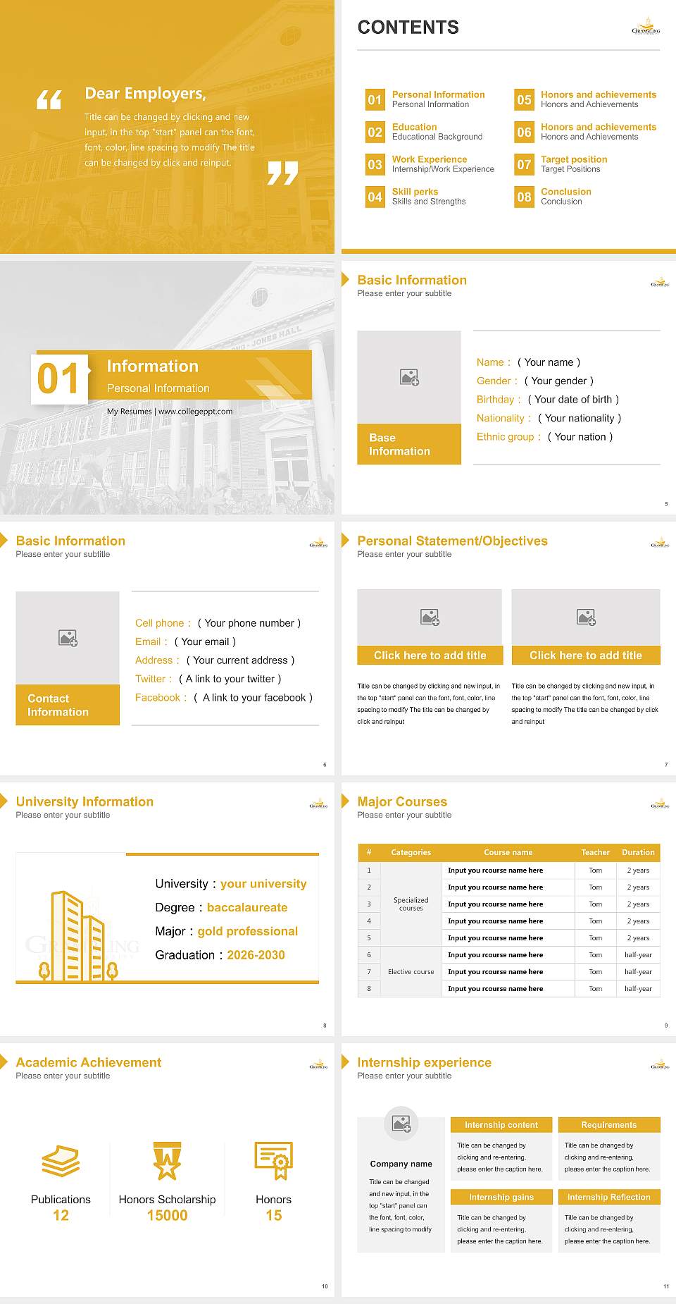 Grambling State University Resume PPT Template4:3 ratio PPT effect preview image2