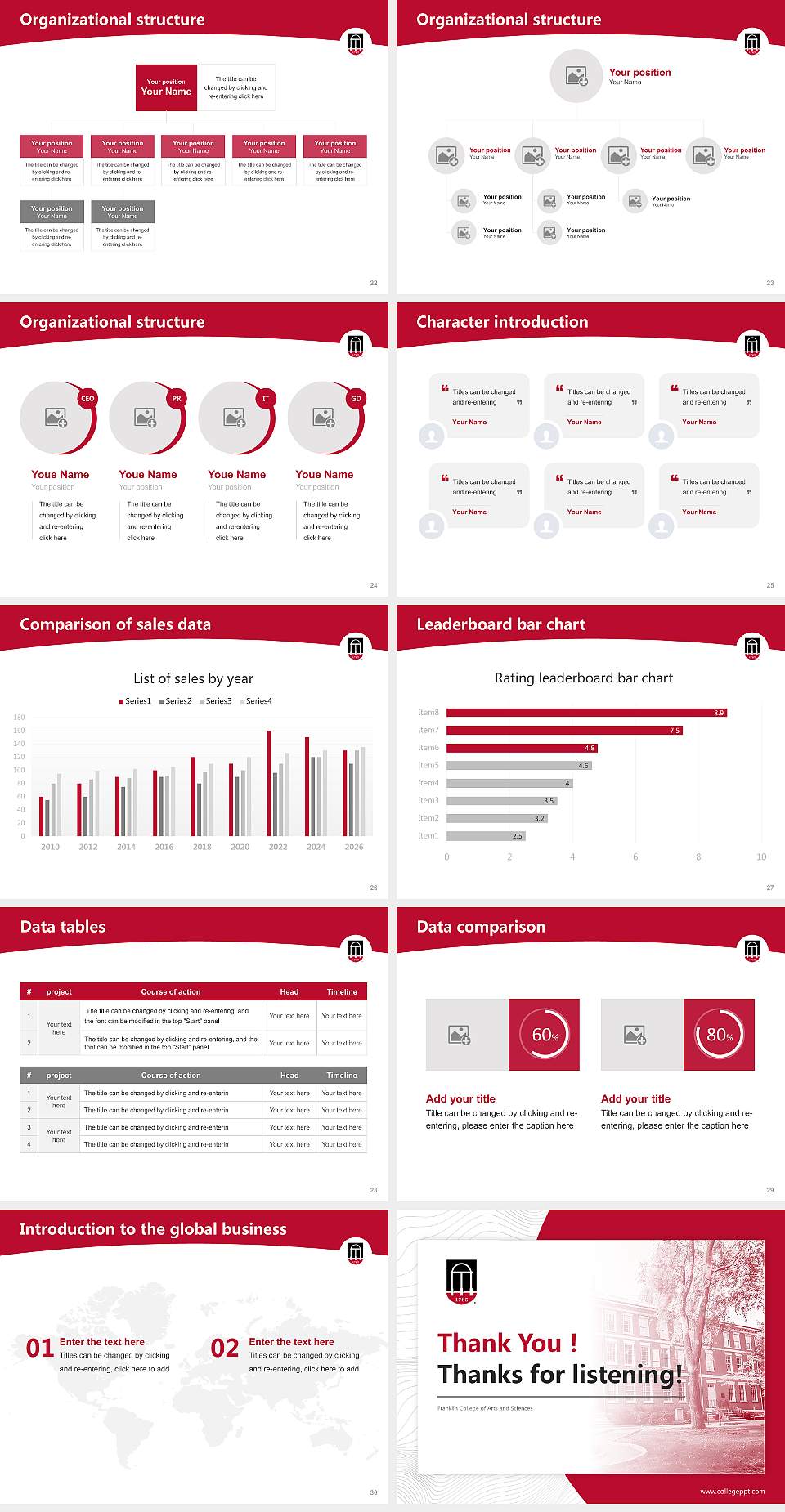 Franklin College of Arts and Sciences Academic Presentation/Research Findings Report PPT Template4:3 ratio PPT effect preview image4