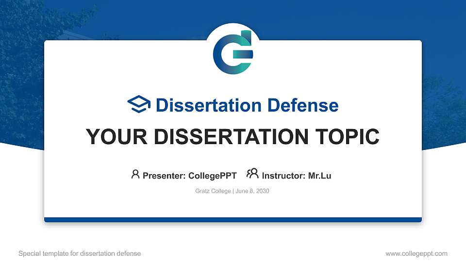 Gratz College Graduation Thesis Defense PPT Template16:9 ratio PPT effect preview image