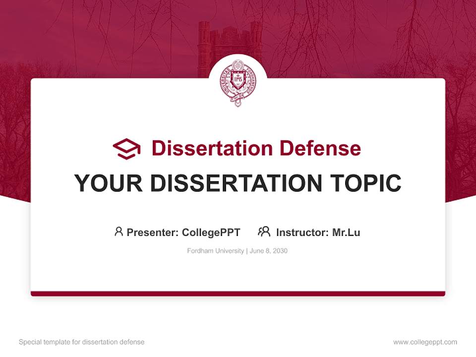 Fordham University Graduation Thesis Defense PPT Template4:3 ratio PPT effect preview image7