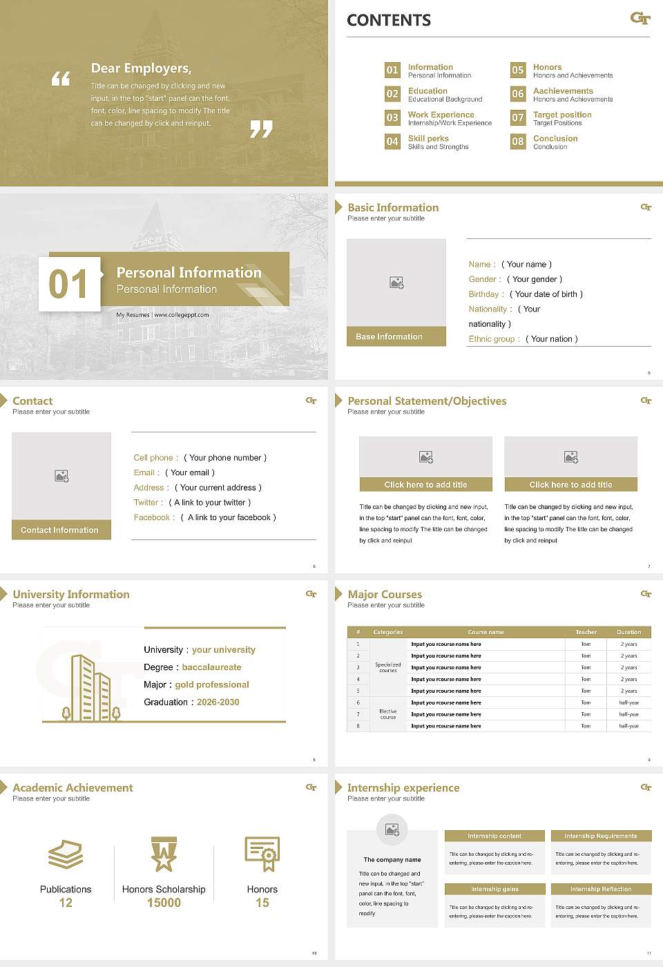 Georgia Institute of Technology-Main Campus Resume PPT Template16:9 ratio PPT effect preview image2