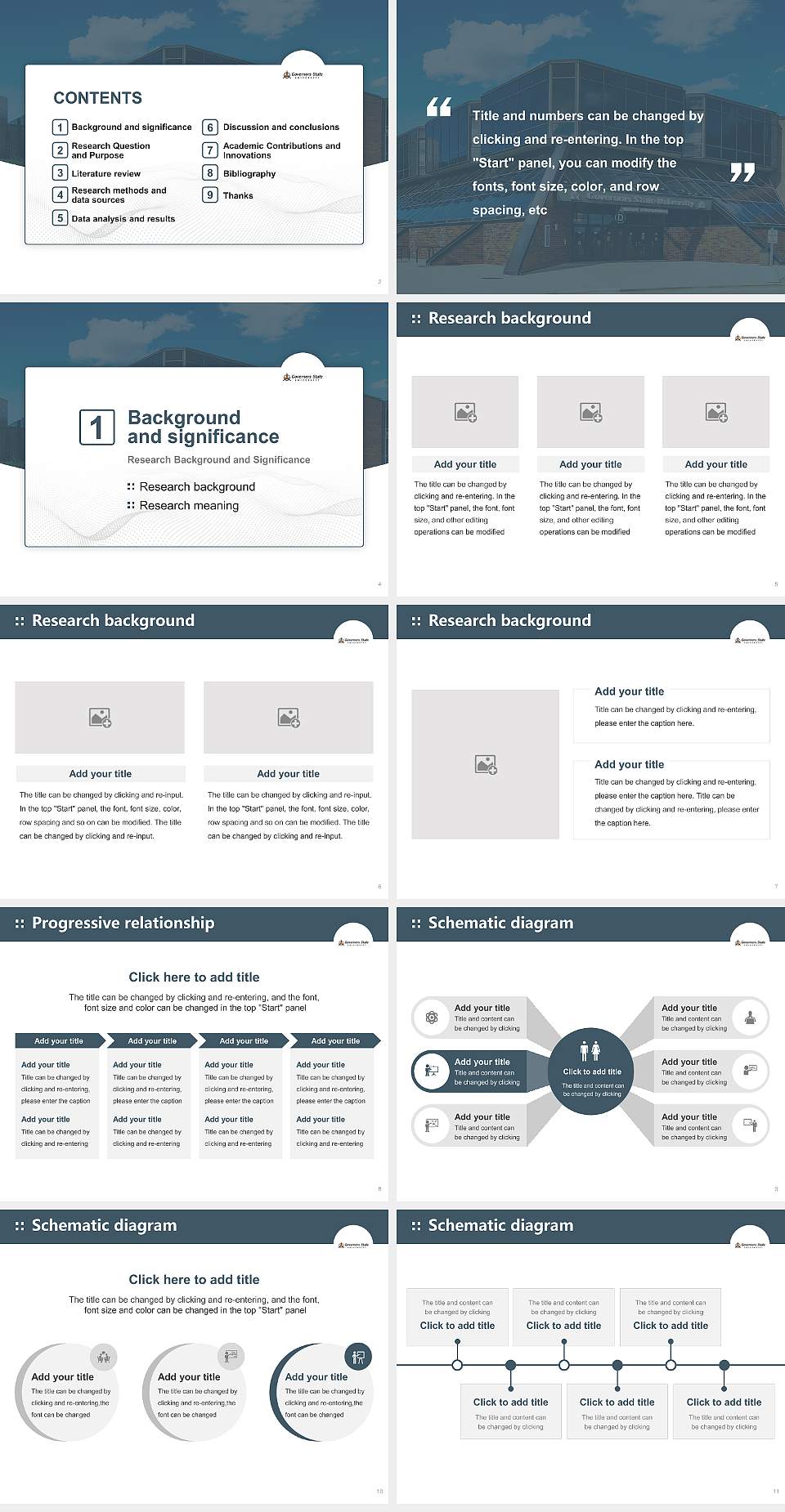 Governors State University Graduation Thesis Defense PPT Template4:3 ratio PPT effect preview image2