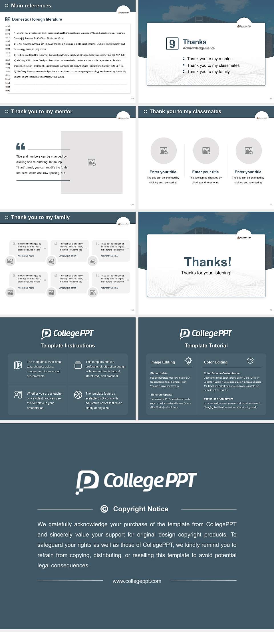 Governors State University Graduation Thesis Defense PPT Template4:3 ratio PPT effect preview image7