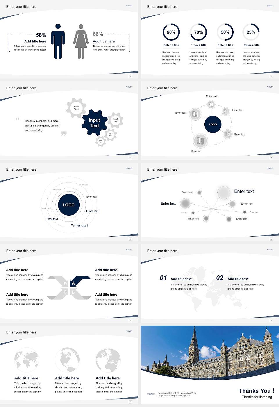 Georgetown University Course/Courseware Creation PPT Template16:9 ratio PPT effect preview image4