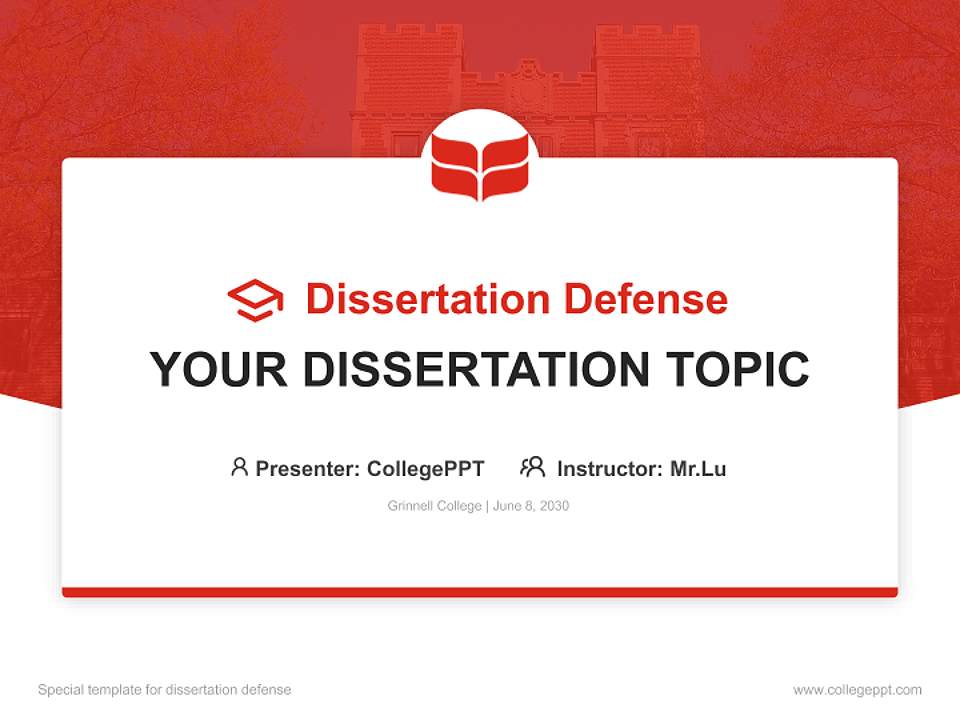 Grinnell College Graduation Thesis Defense PPT Template4:3 ratio PPT effect preview image7