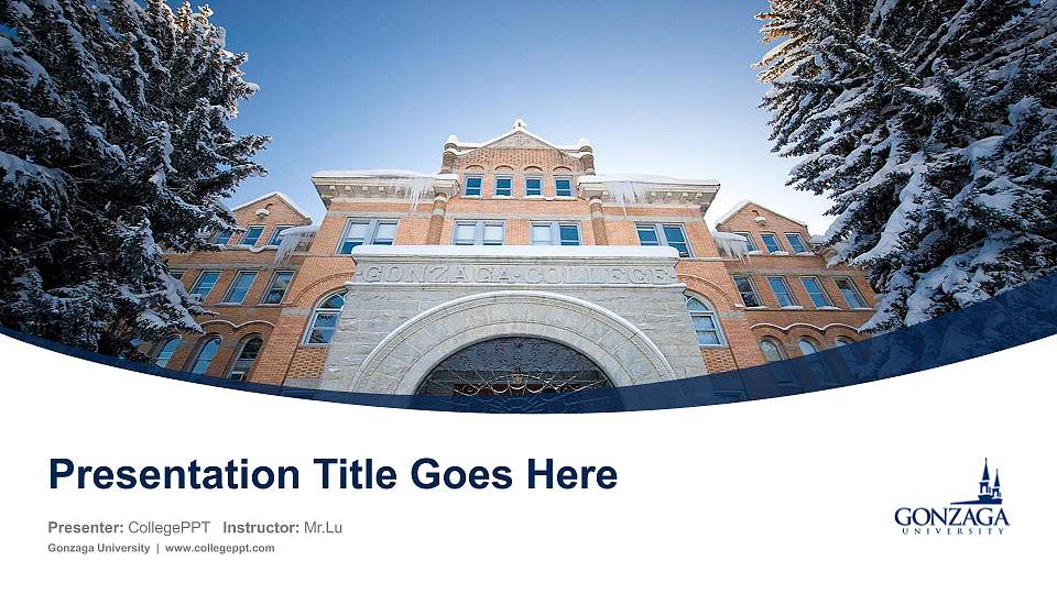Gonzaga University Course/Courseware Creation PPT Template16:9 ratio PPT effect preview image