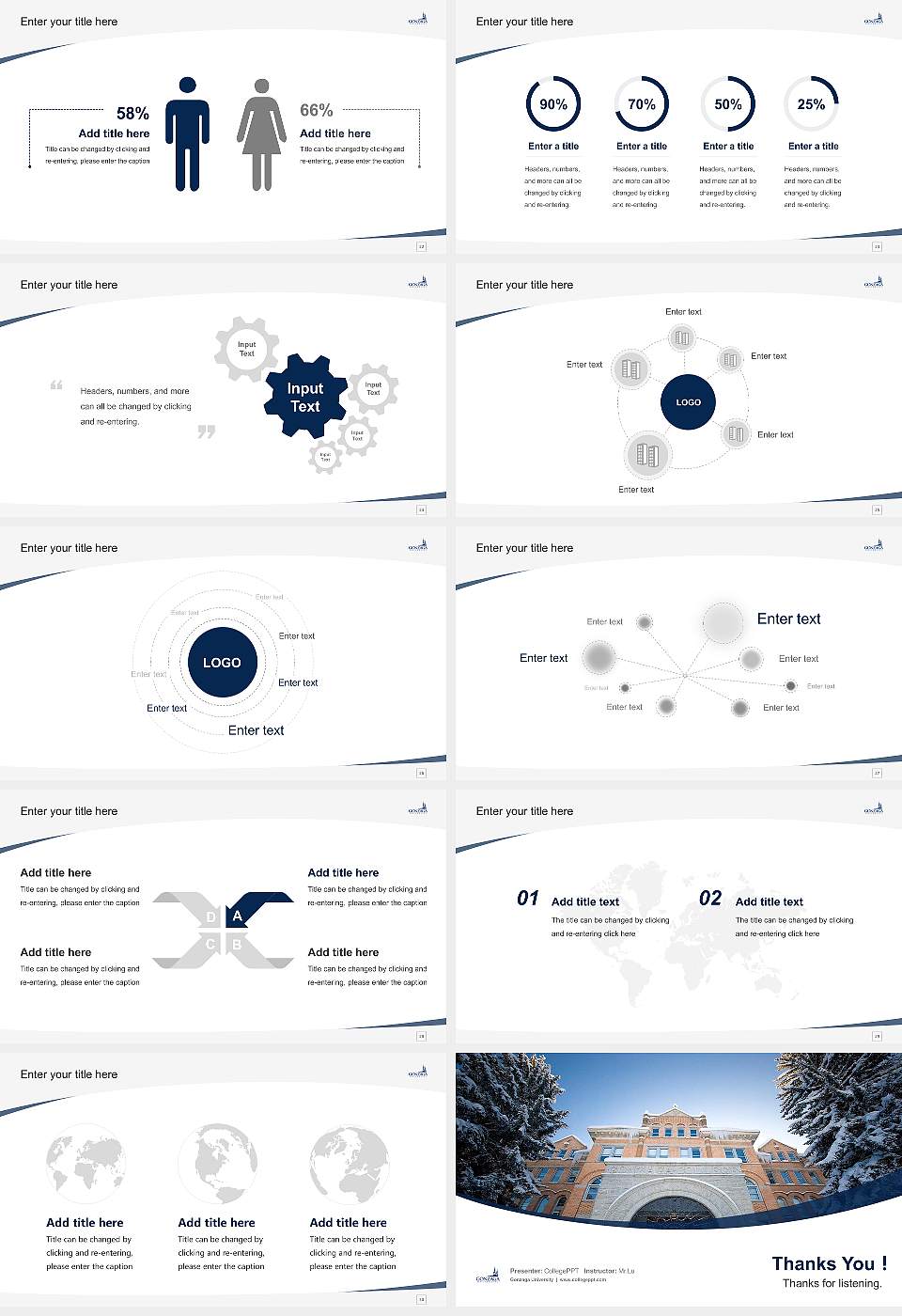 Gonzaga University Course/Courseware Creation PPT Template16:9 ratio PPT effect preview image4