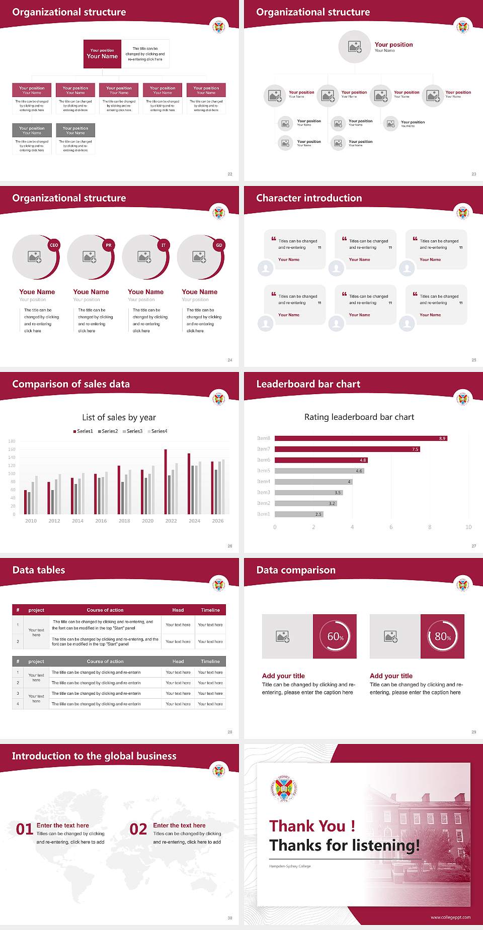 Hampden-Sydney College Academic Presentation/Research Findings Report PPT Template4:3 ratio PPT effect preview image4
