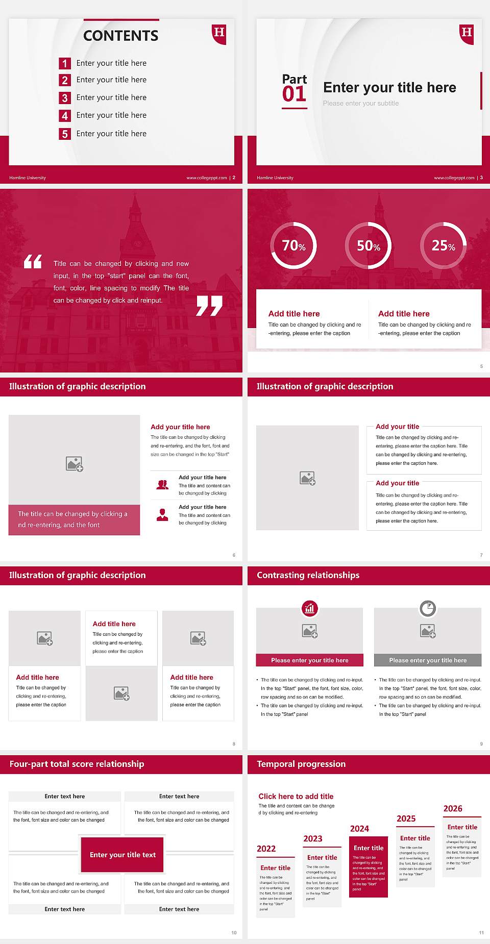 Hamline University Thesis Proposal/Graduation Defense PPT Template4:3 ratio PPT effect preview image2
