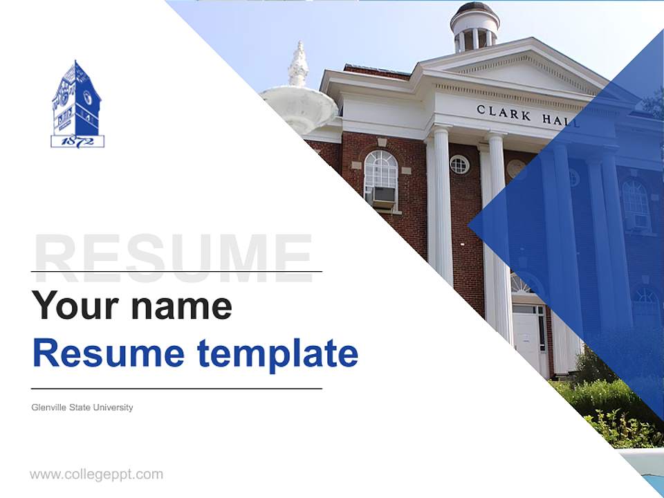 Glenville State University Resume PPT Template4:3 ratio PPT effect preview image5