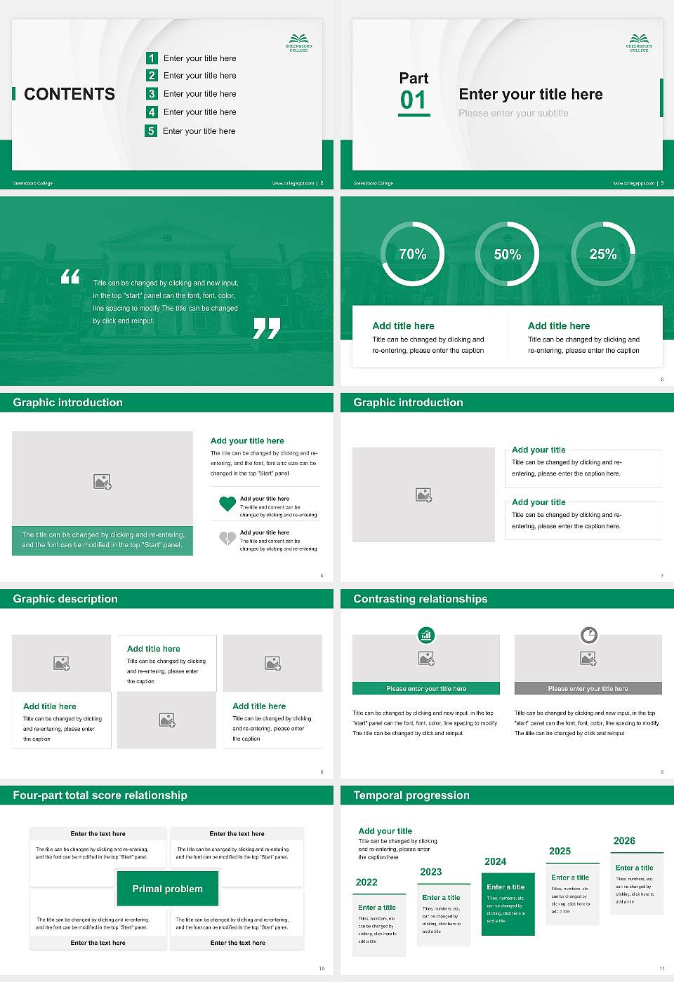 Greensboro College Thesis Proposal/Graduation Defense PPT Template16:9 ratio PPT effect preview image2