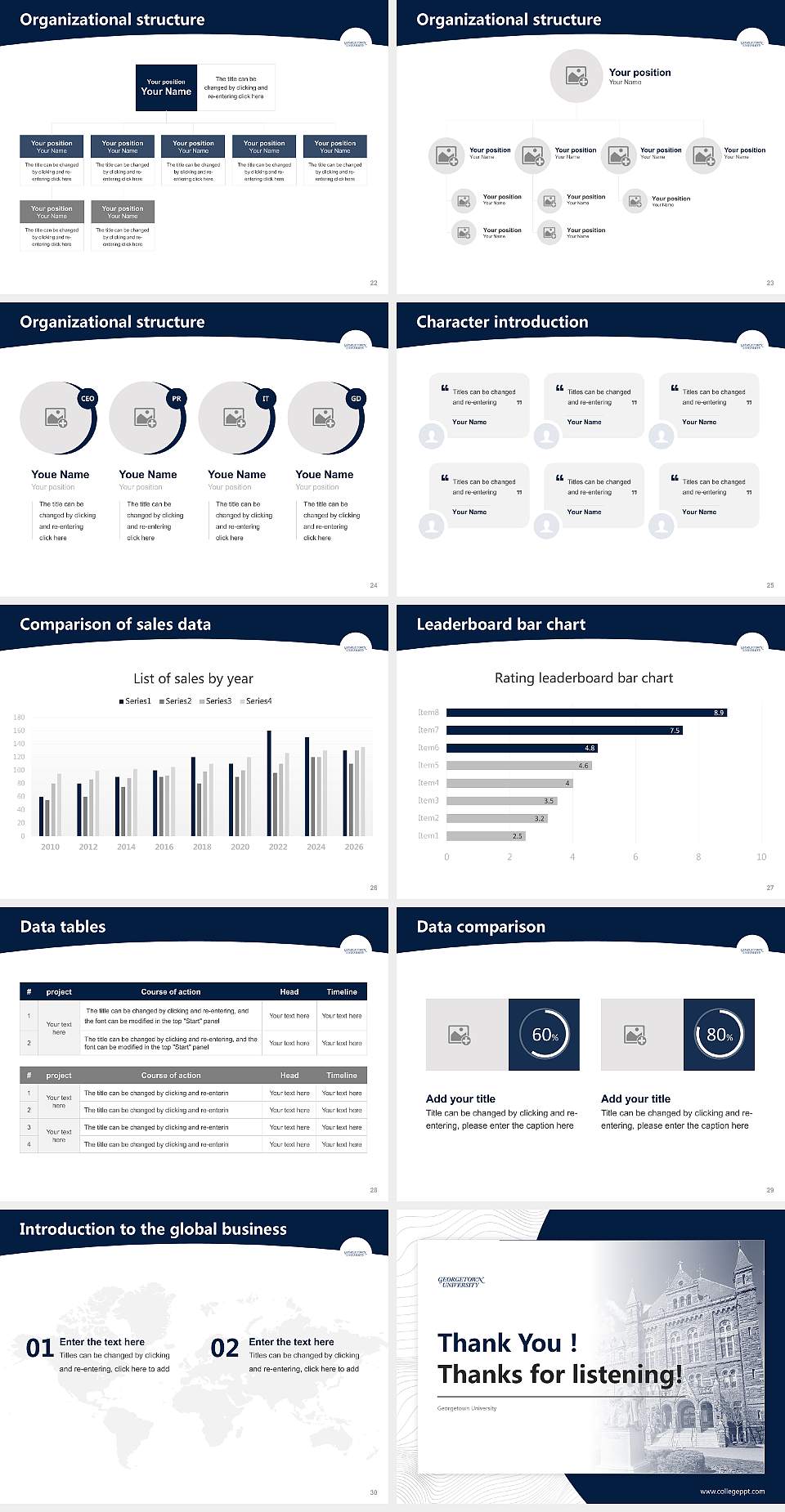 Georgetown University Academic Presentation/Research Findings Report PPT Template4:3 ratio PPT effect preview image4