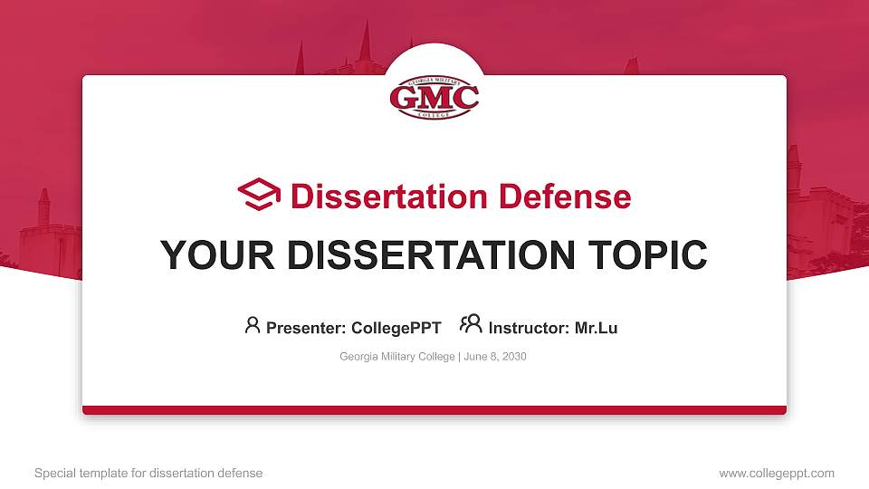 Georgia Military College Graduation Thesis Defense PPT Template16:9 ratio PPT effect preview image