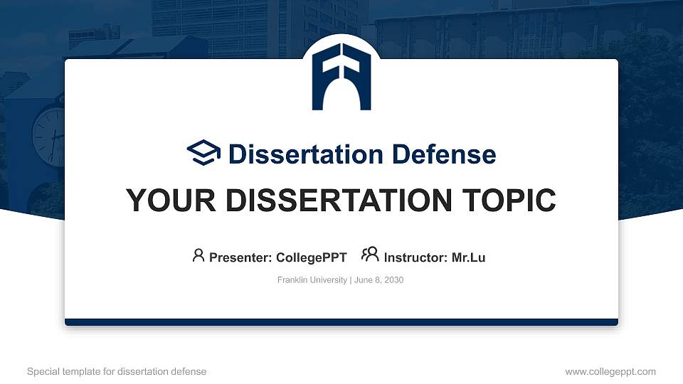 Franklin University Graduation Thesis Defense PPT Template16:9 ratio PPT effect preview image